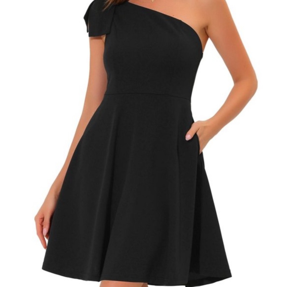 Allegra K Black One-Shoulder Dress